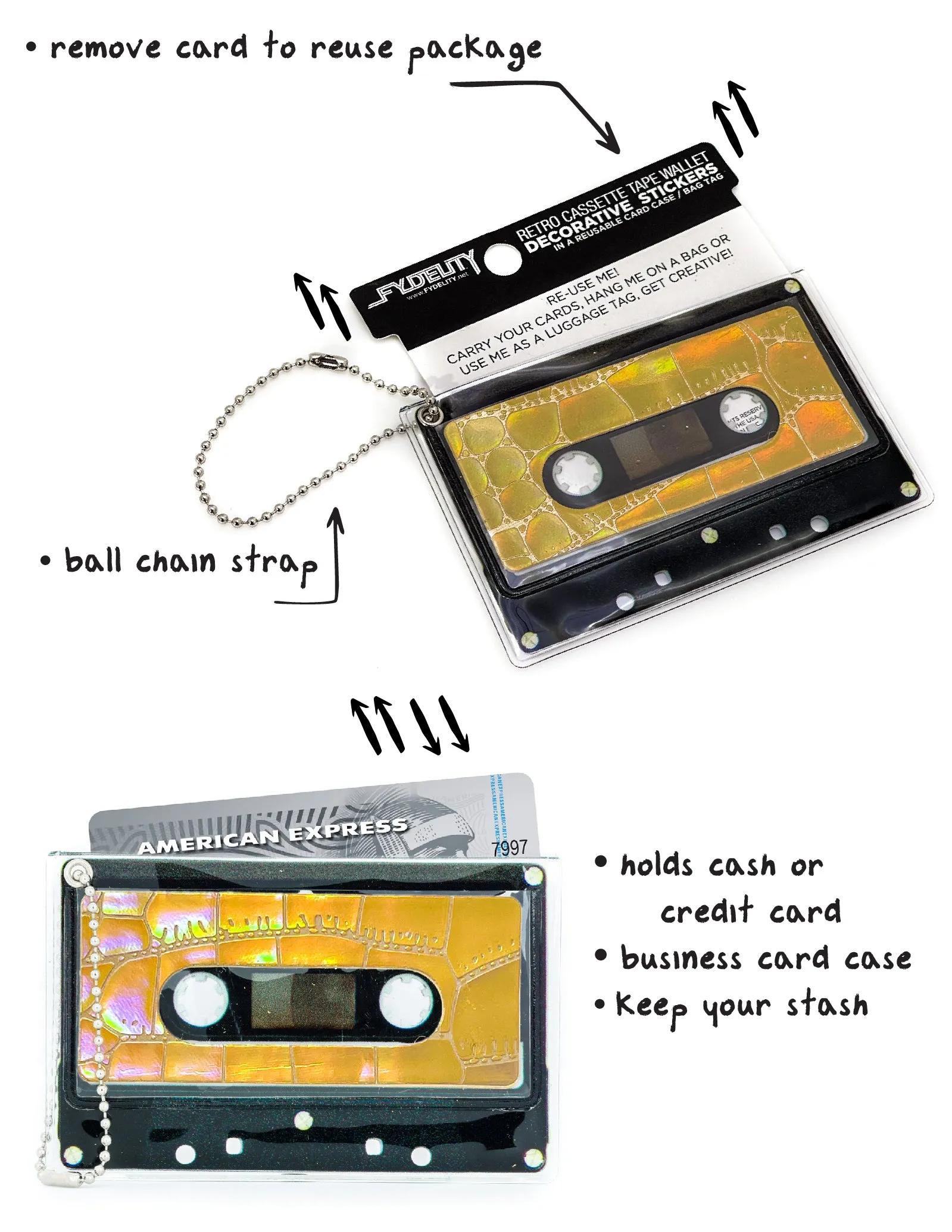 Retro Cassette Tape | Deco Sticker Tag | LASER Gold Gator