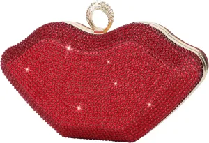 Rhinestone Small Red Clutch Purse Sparkly Evening Bag Glitter Wedding Party Prom Handbag for Women