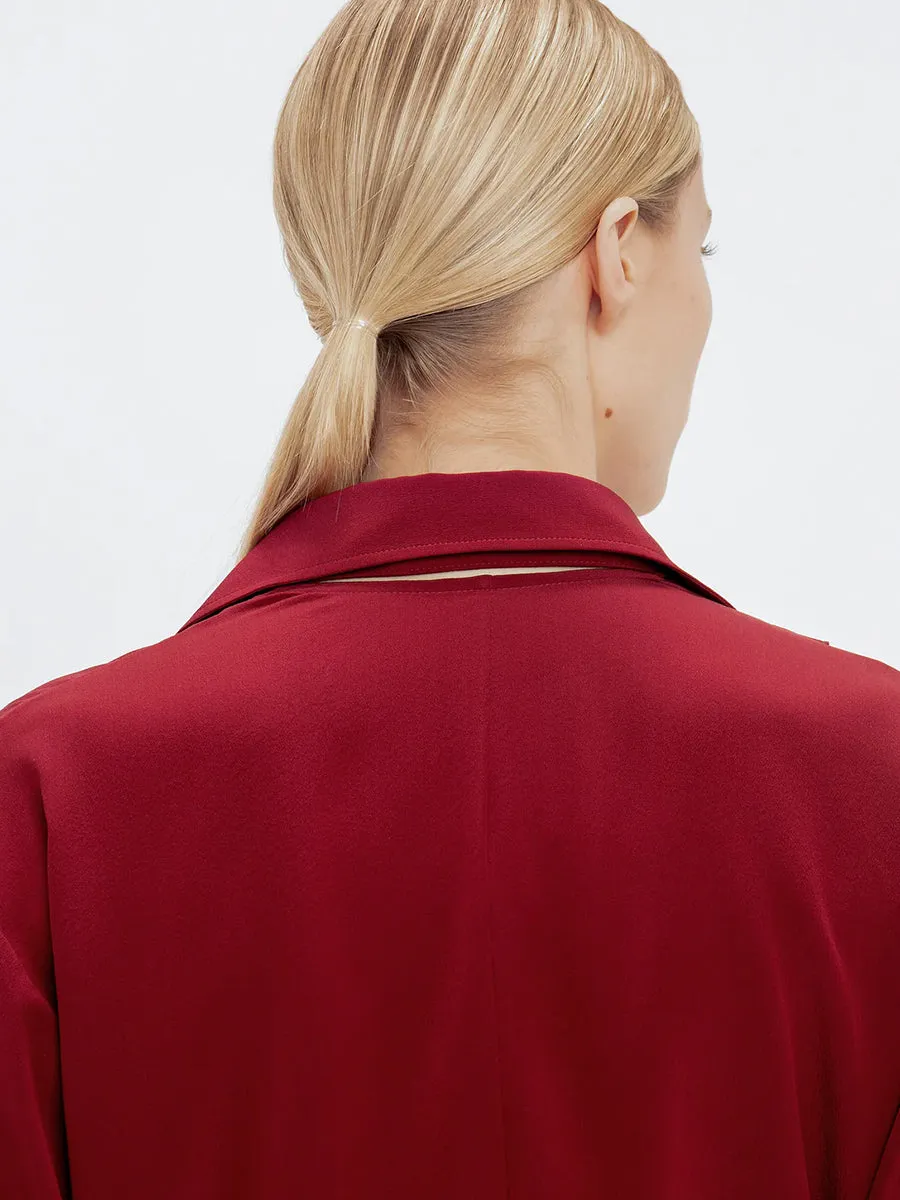 Ruffle Detail Blouse in Oxblood