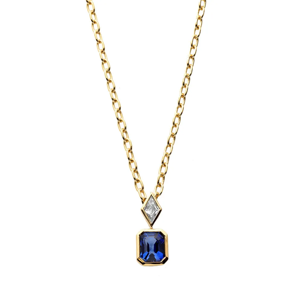 Silky Sapphire and Diamond Pendant