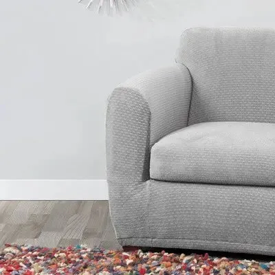 Stretch Modern Block Chair Slipcover Gray - Sure Fit