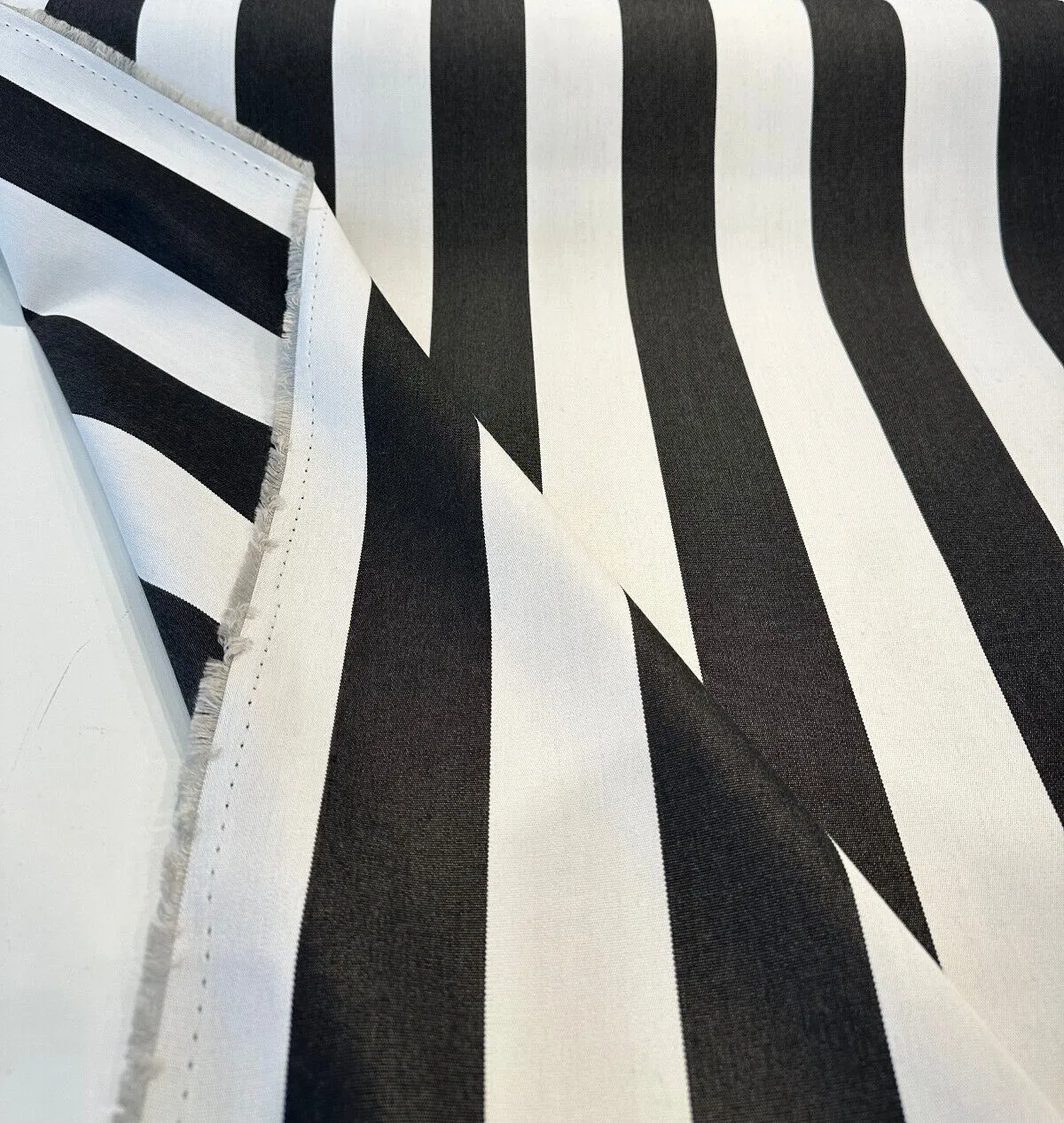 Sunbrella Maxim Classic Black Natural Stripe Outdoor Fabric By the yard
