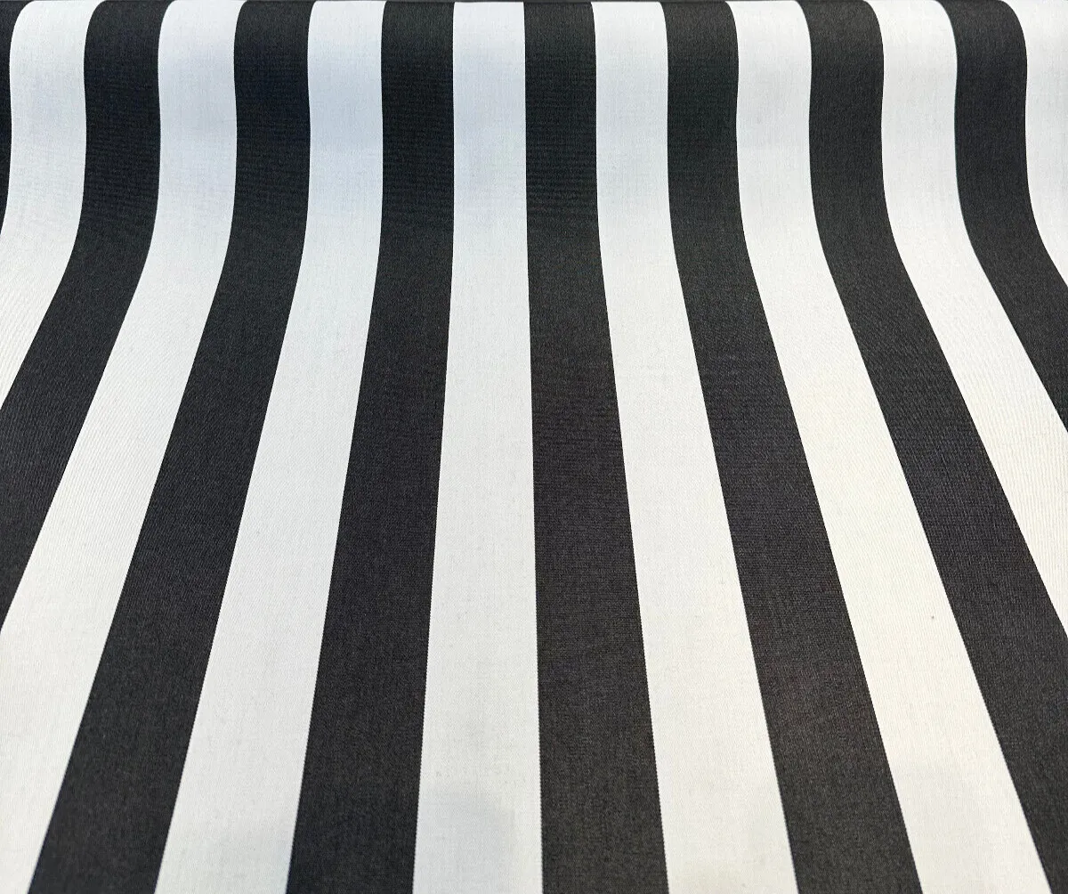 Sunbrella Maxim Classic Black Natural Stripe Outdoor Fabric By the yard