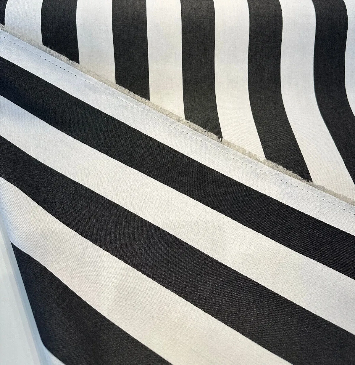 Sunbrella Maxim Classic Black Natural Stripe Outdoor Fabric By the yard