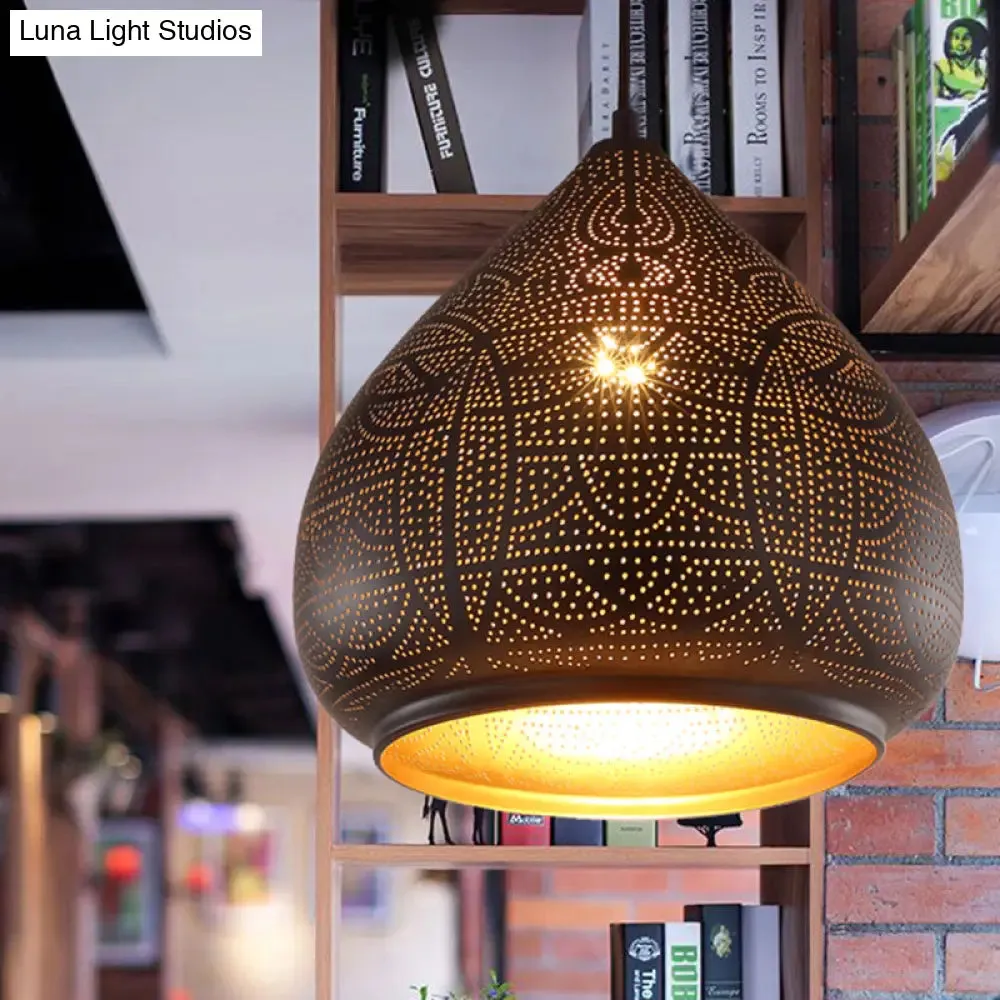 Teardrop Pendant Light in Silver/Bronze/Gold - Traditional Metal Ceiling Lamp