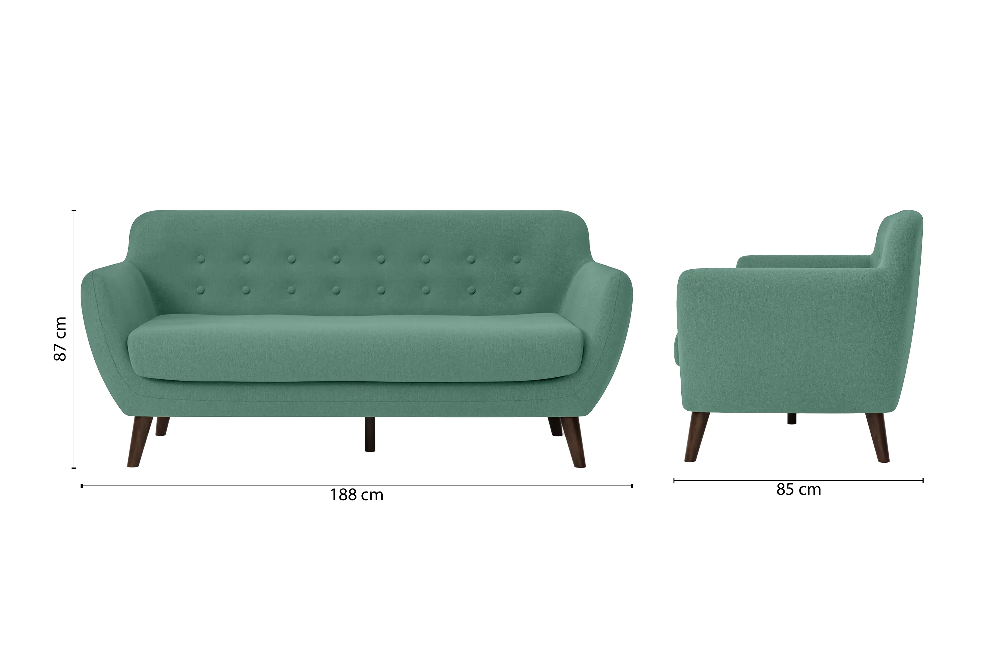 Terni 3 Seater Sofa Mint Green Linen Fabric
