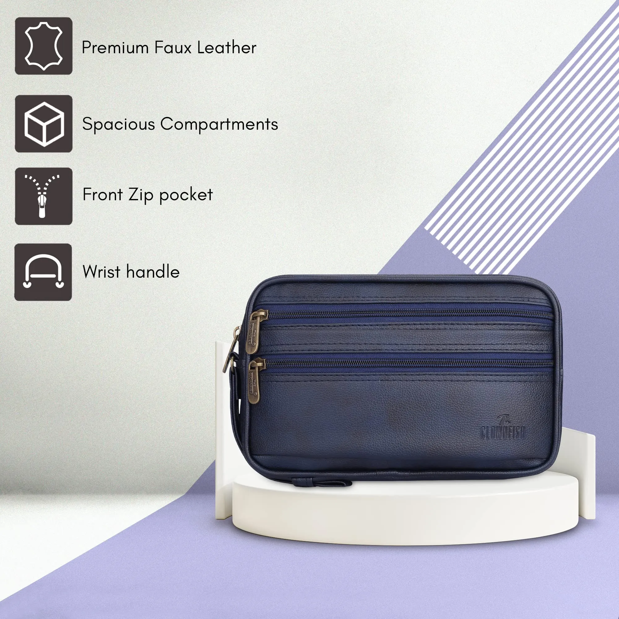 The Clownfish Multipurpose Travel Pouch Cash Money Pouch Wrist Handbag Coins Purse (Blue)