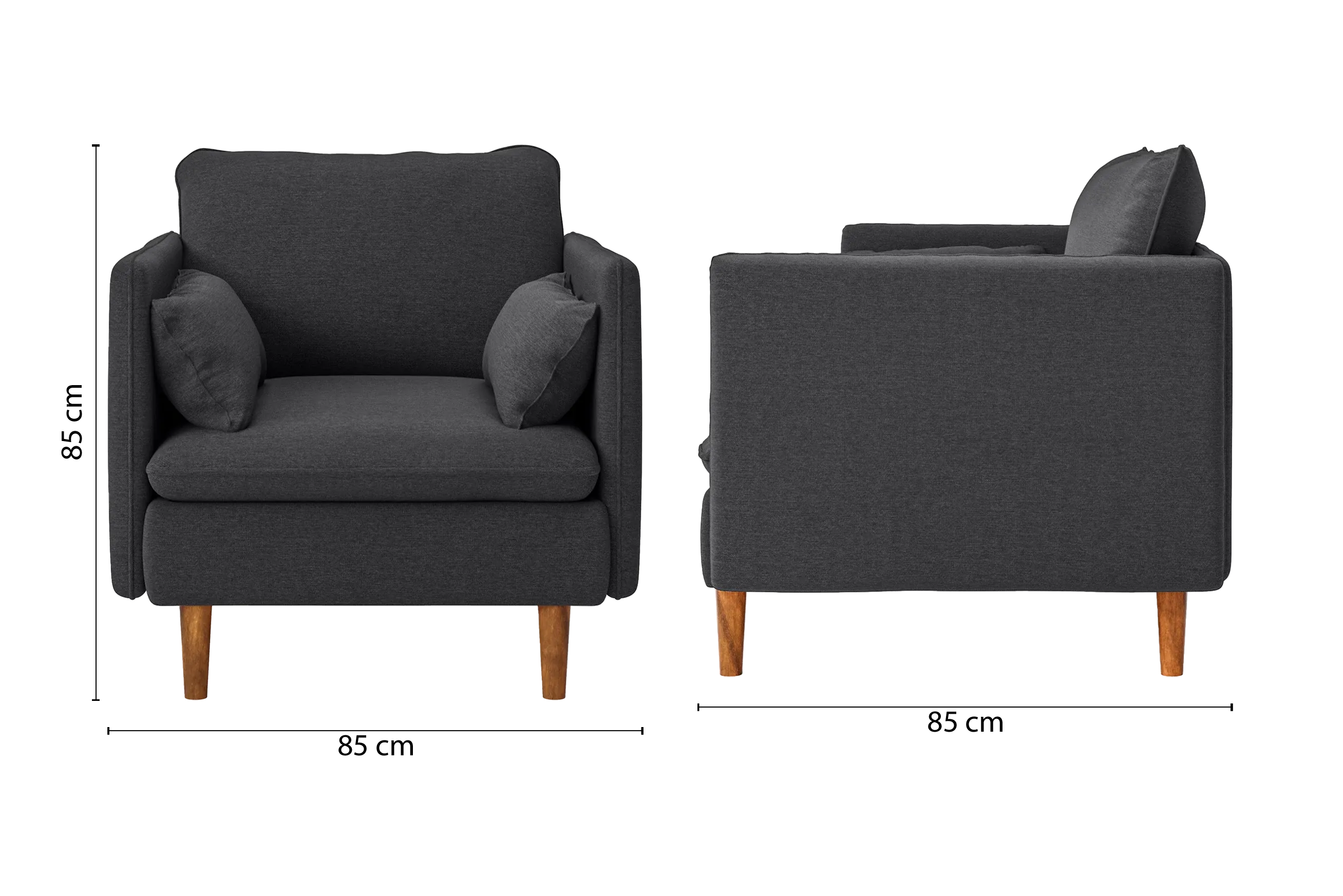 Tirreni Armchair Dark Grey Linen Fabric
