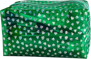 TotePrint Portable Waterproof Makeup Bag for Travel,Diamond solid color Makeup Bags with Zipper Pen Pouch (dark green)