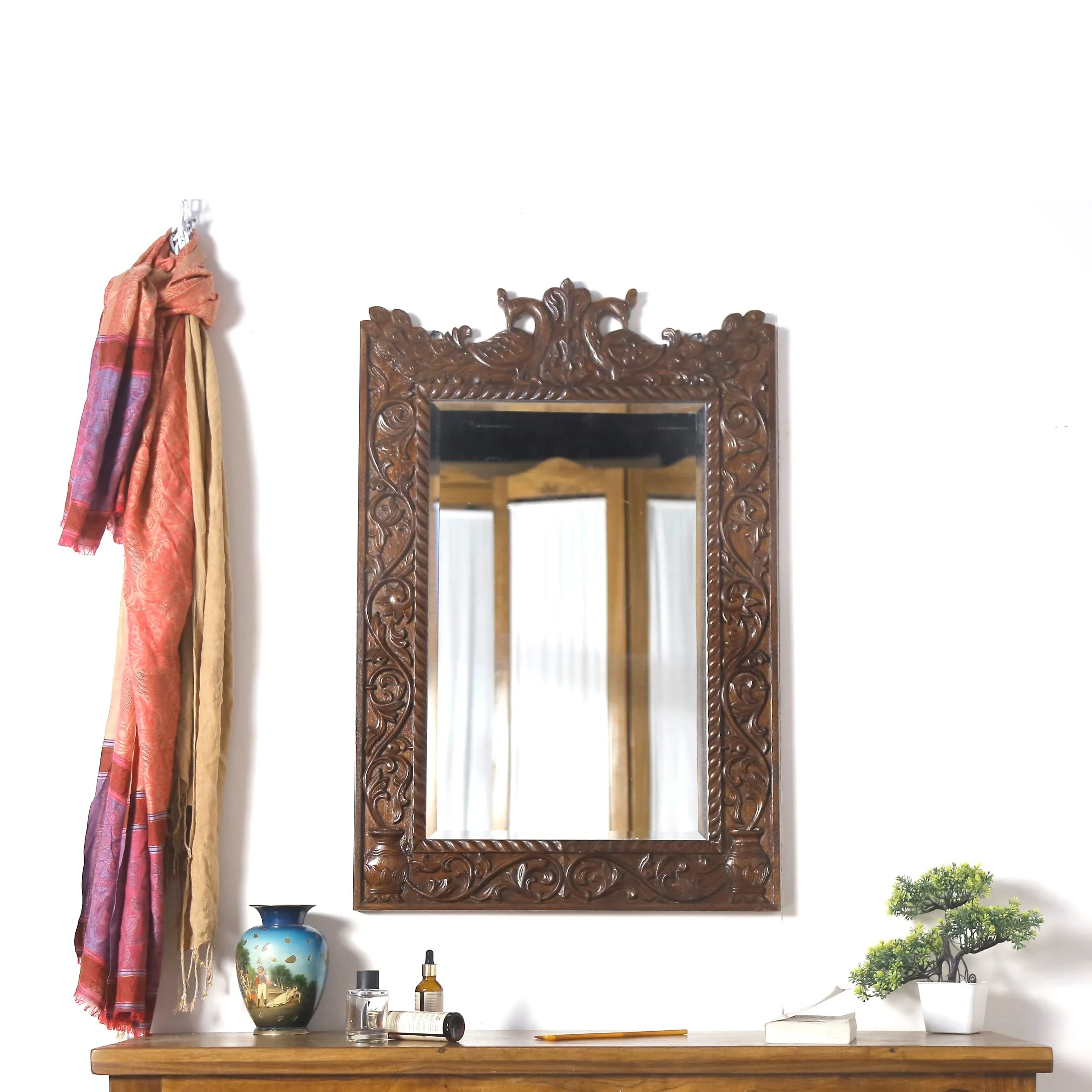 Traditional Carved Ethnic Mirror