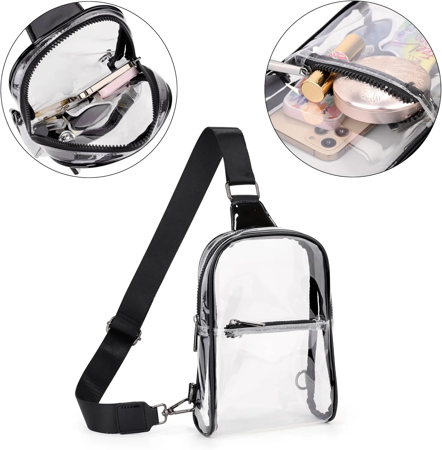 Uromee Sling Bag for Women Crossbody Purse Vegan Leather Fashion Fanny Pack Chest Bag Convertible Small Backpack