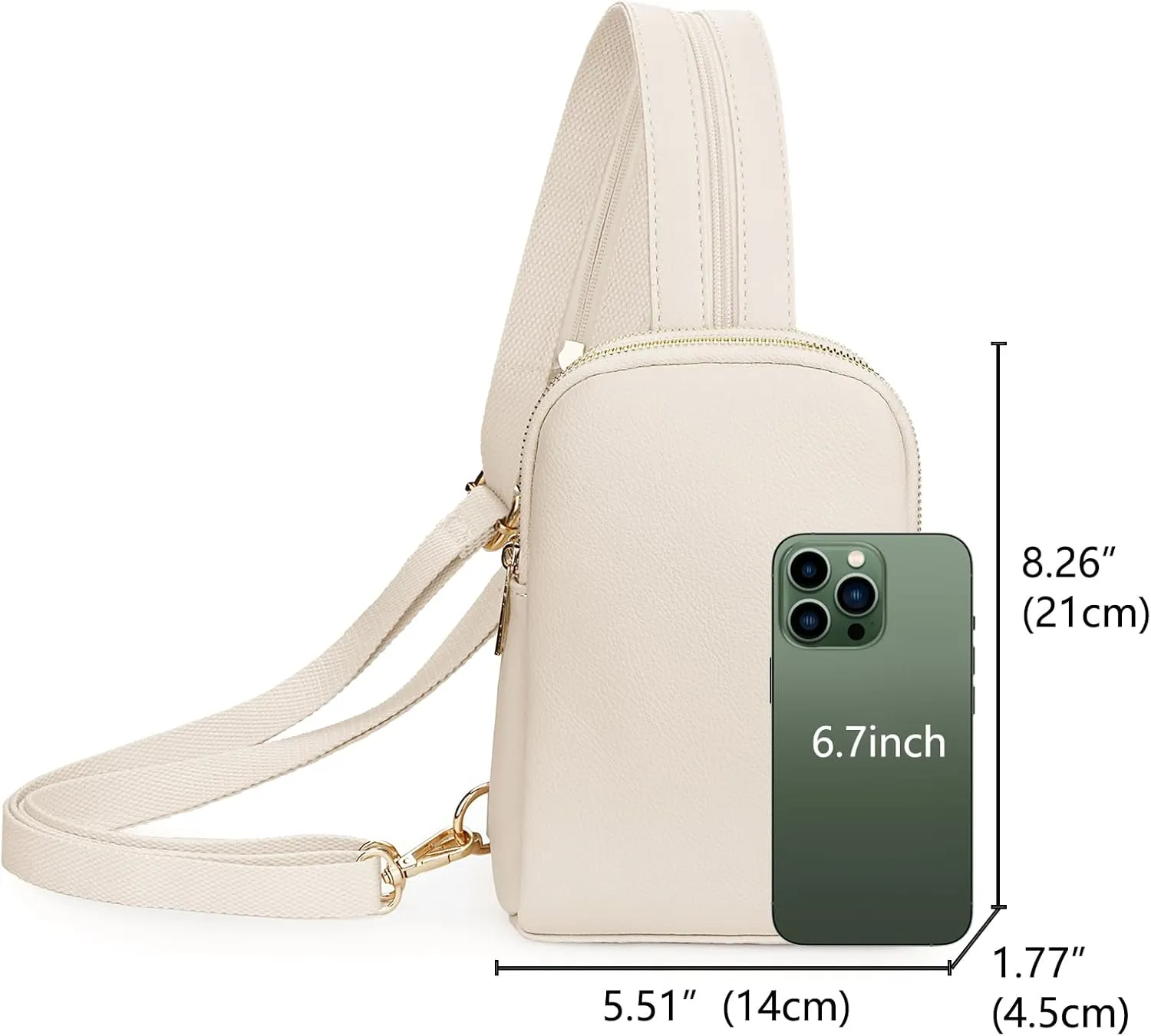 Uromee Sling Bag for Women Crossbody Purse Vegan Leather Fashion Fanny Pack Chest Bag Convertible Small Backpack