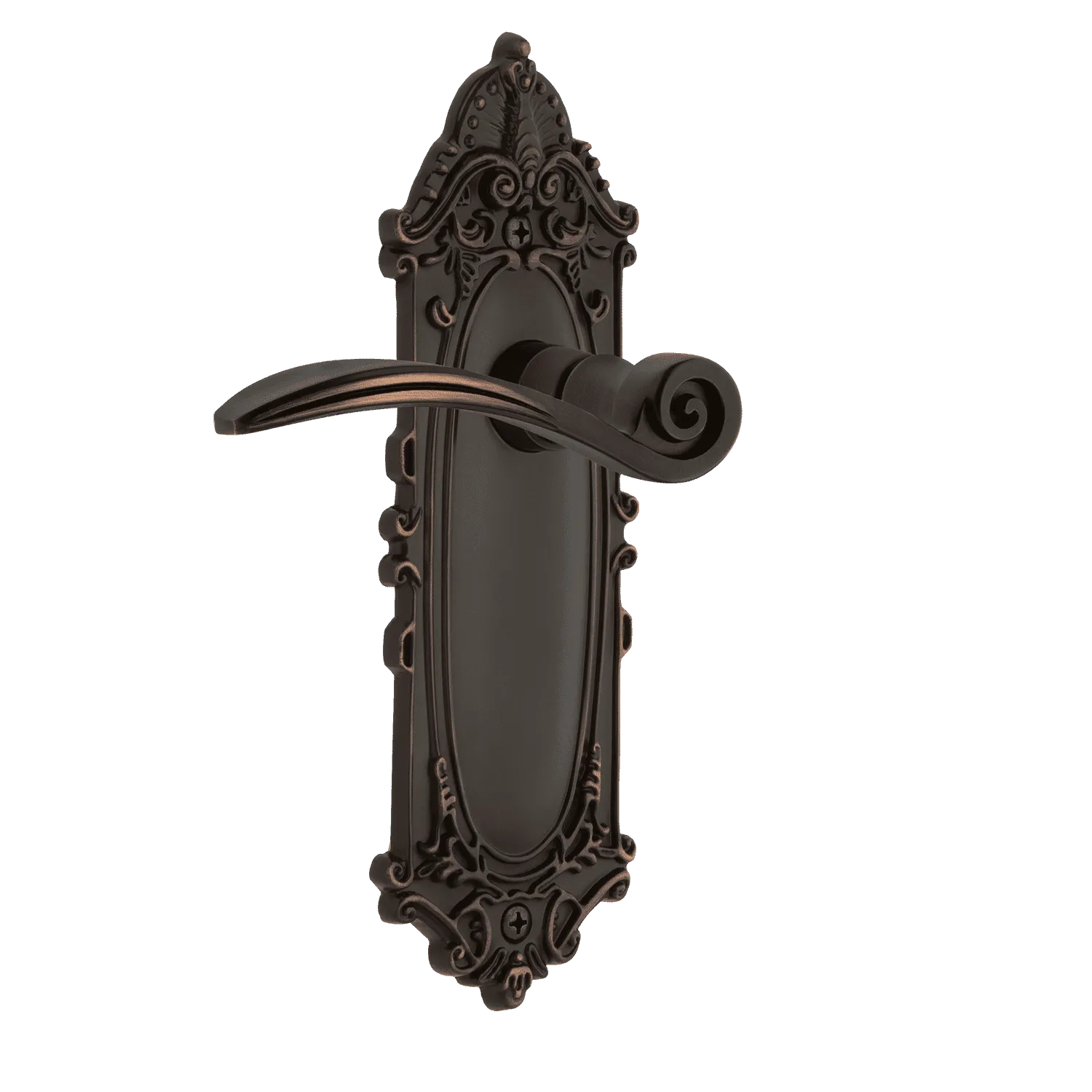 Victorian Long Plate with Swan Lever in Timeless Bronze