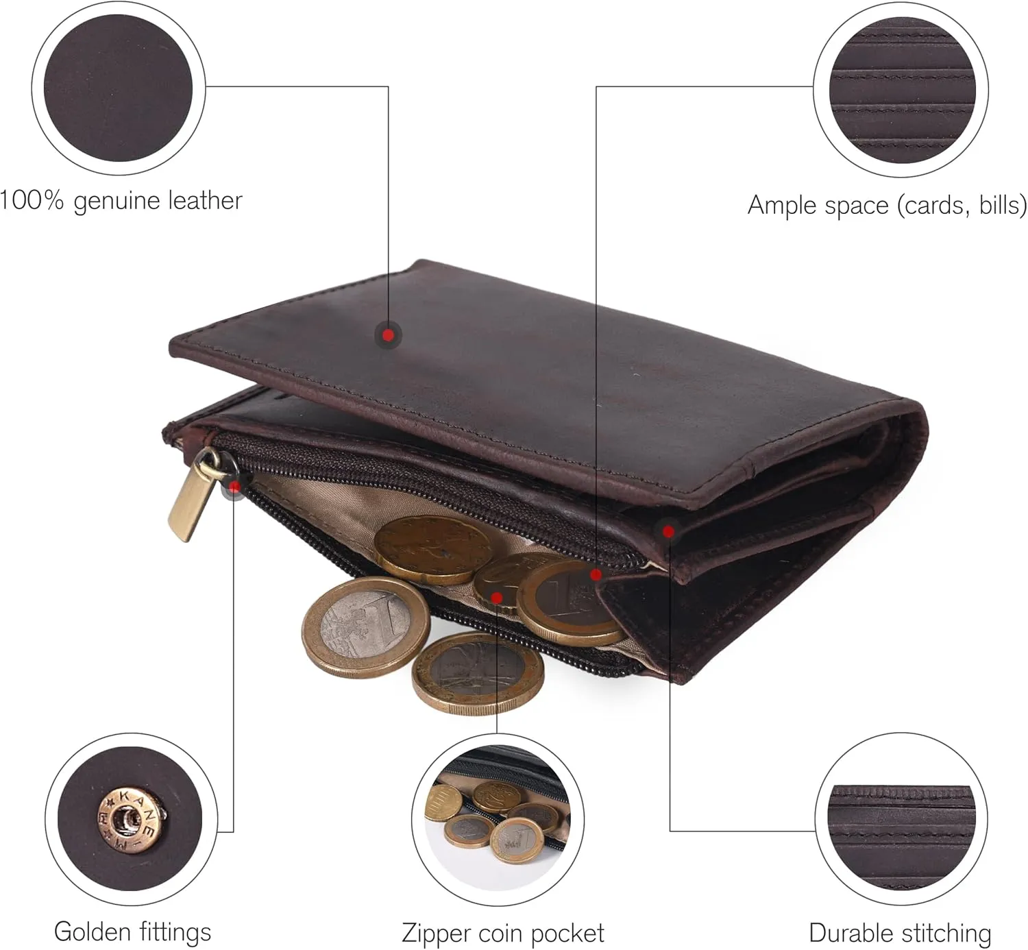 Wallet For Women Full Grain Leather - Small RFID Coin Purse Credit Card & ID Holder for Ladies,Bifold Wallets for Teenager