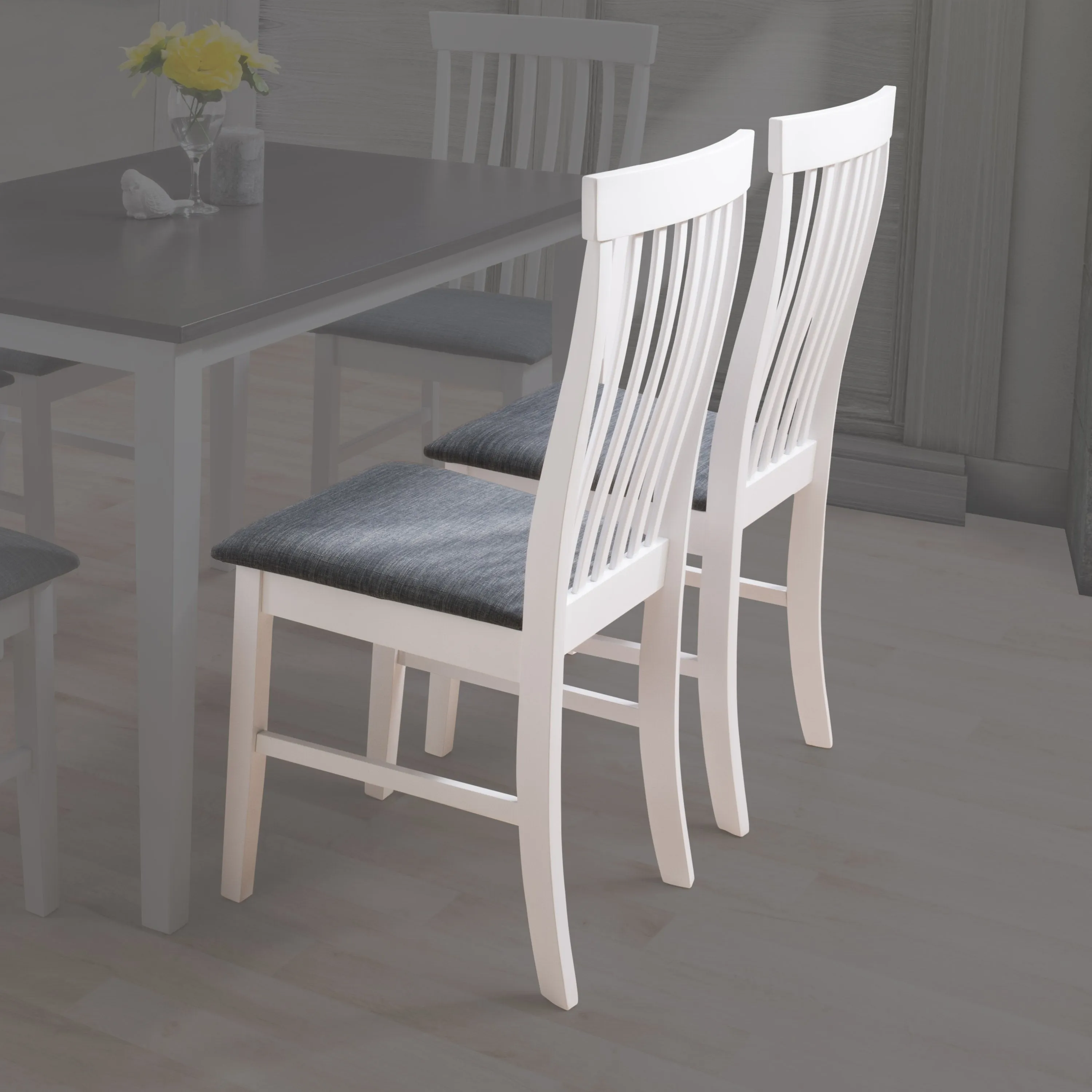 White Wooden Chairs, Set of 2