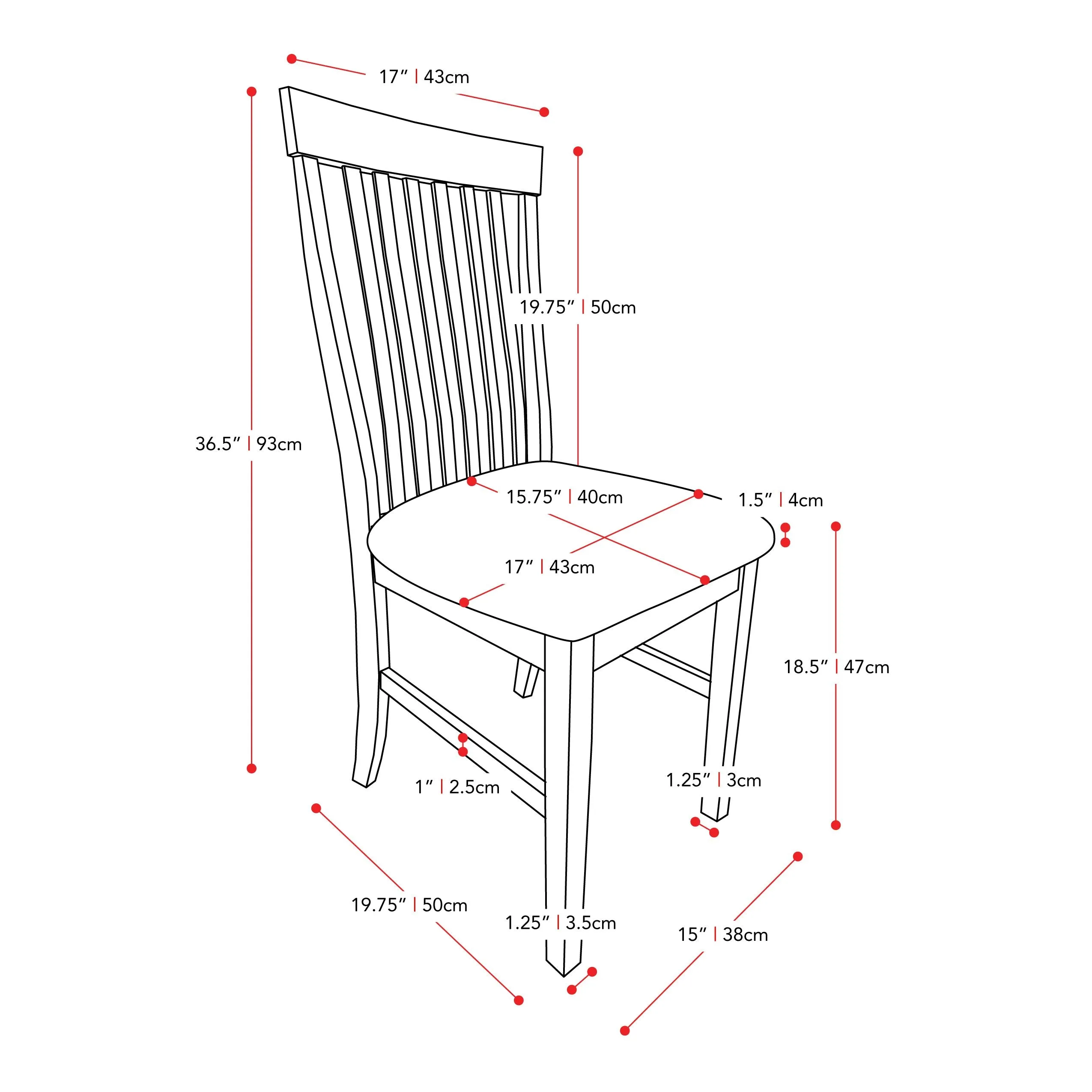 White Wooden Chairs, Set of 2